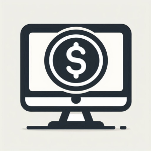 Monitor with dollar sign.