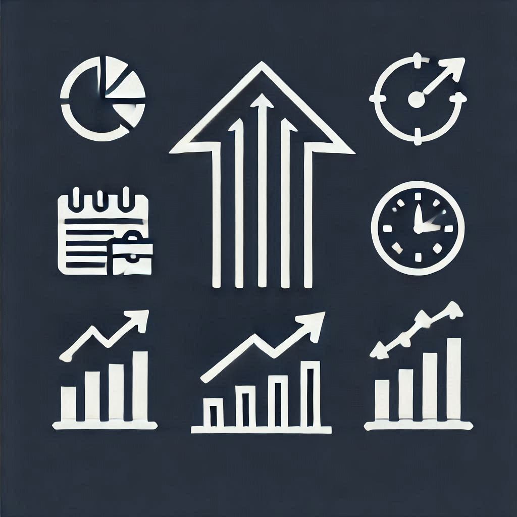 Upward arrow expanding chart
