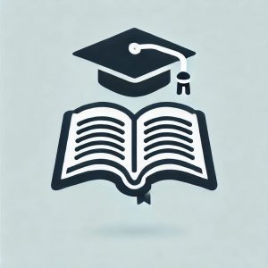an open book or graduation cap