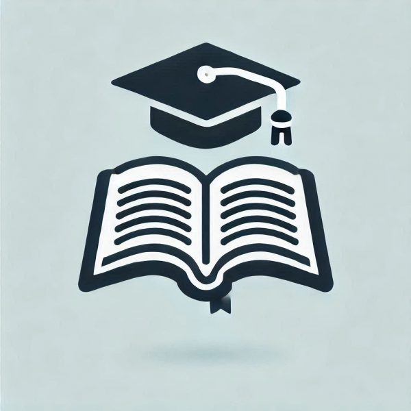 an open book or graduation cap