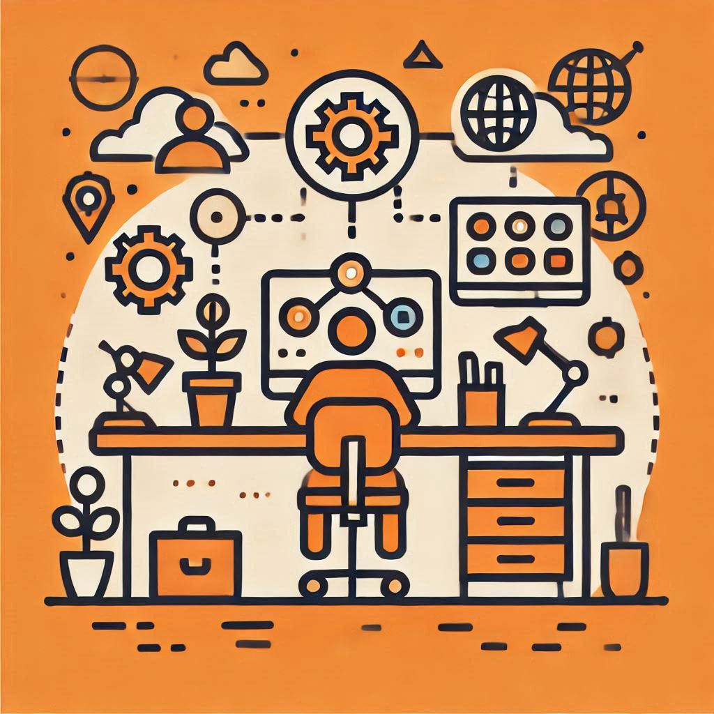 collaborative workspace in orange - business tools