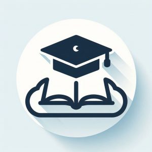 graduation cap or an open book above a cloud