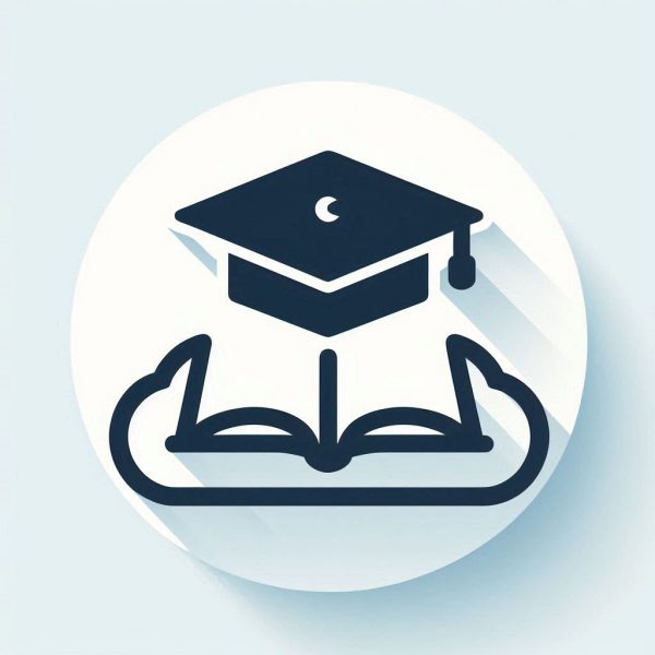 graduation cap or an open book above a cloud