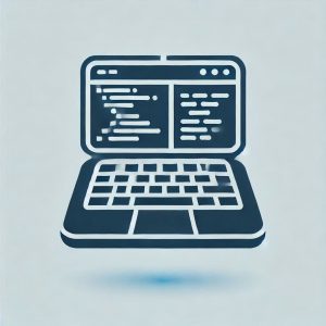 laptop with a code editor open in blue - hosting and development