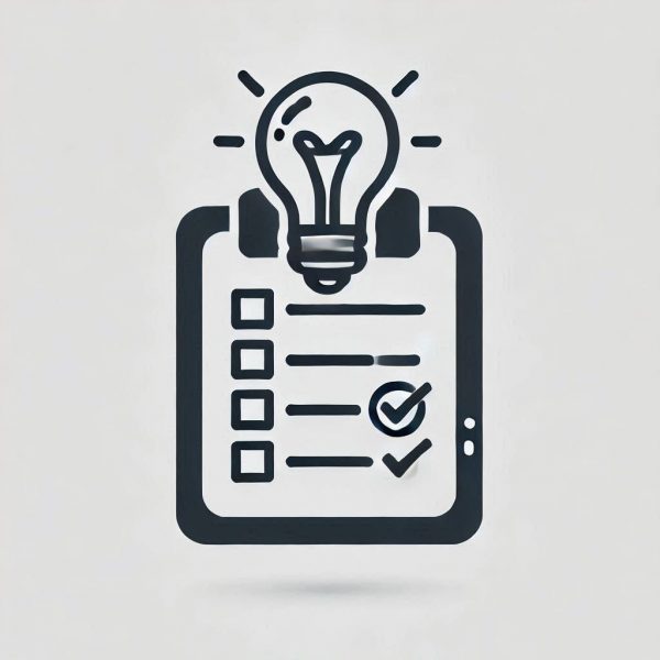 lightbulb above a clipboard