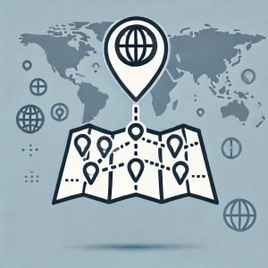 map graphic with branch pins