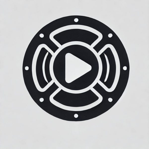 play button inside a film reel