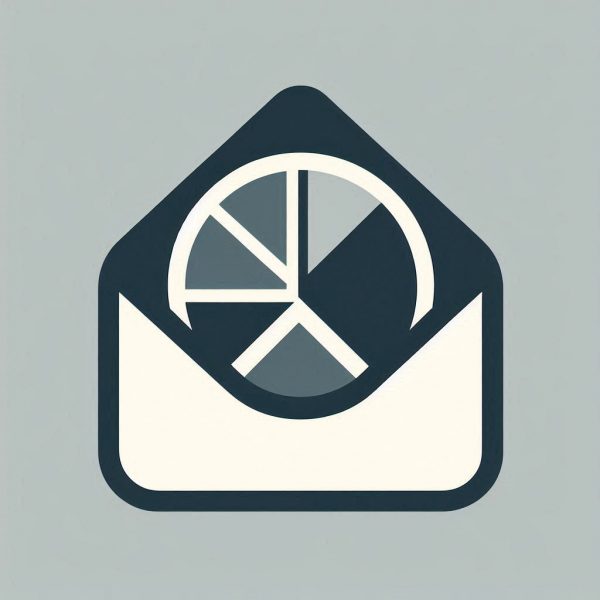 segmented pie chart inside an envelope