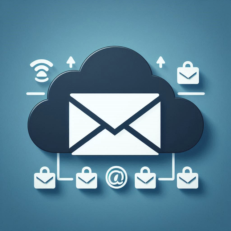Secure cloud email with envelope icon