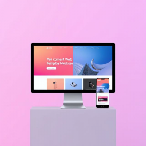 A split-screen mock-up showing a website displayed on both a desktop and a smartphone, highlighting responsive design.
